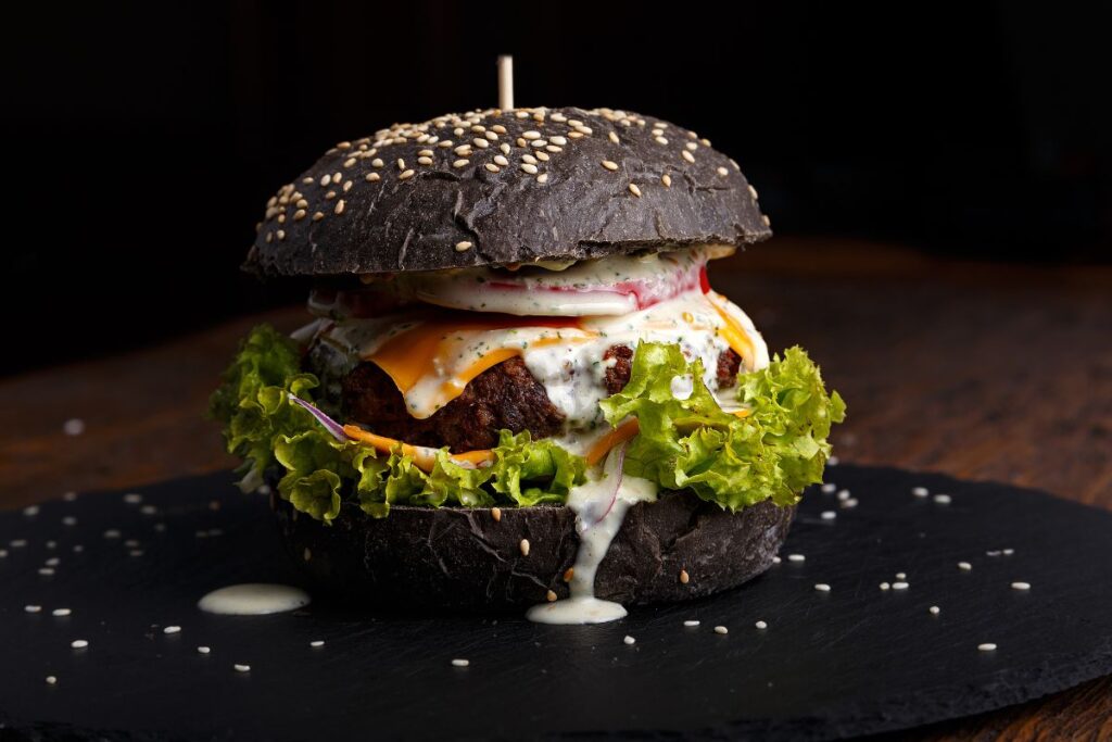 The new black burger with spice taste to satisfy you